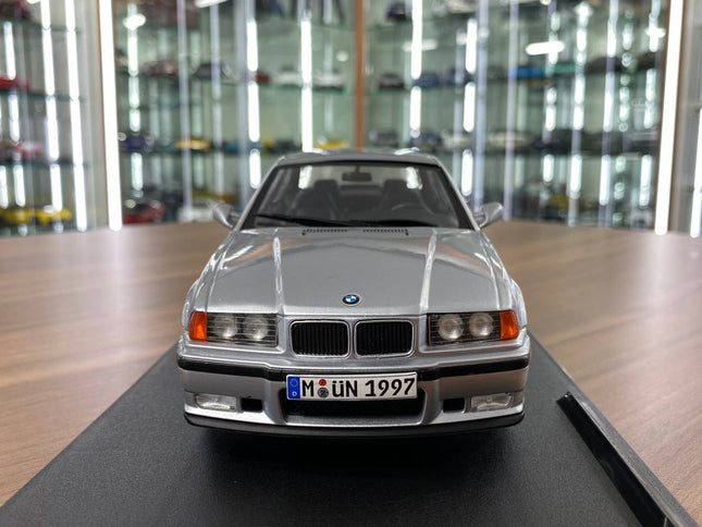Solido BMW M3 E36 Coupe 1990 1:18 Diecast Model Car Artic Silver - studio product photo of the scale model