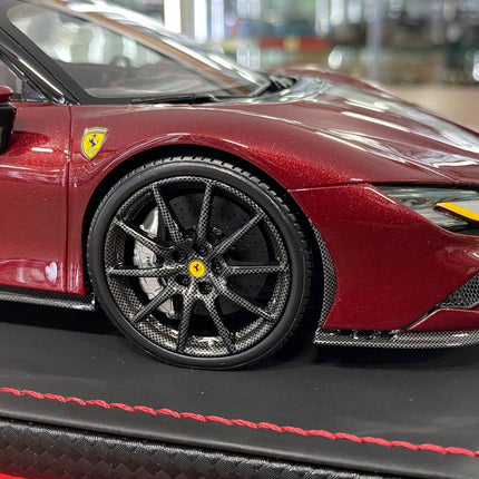 MR Collection 1:18 Ferrari SF90 Stradale Maroon Italian Flag Resin Model - collector edition scale model