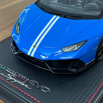 MR Collection 1/18 Lamborghini Huracan EVO Spyder Blu Le Mans Resin Model - premium collector scale model
