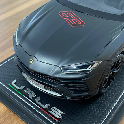 MR Collection Models Lamborghini URUS #63 1/18 Resin Matt Black - detailed die-cast style model