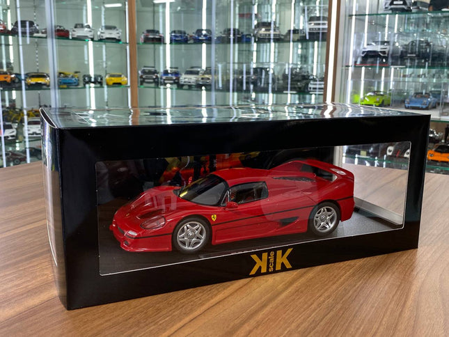 KK Scale Ferrari F50 Hardtop 1:18 Diecast Model Car Red Silver Wheels - studio product photo of the scale model