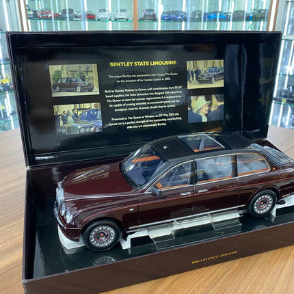 Minichamps Bentley State Limousine 2002 1:18 Diecast Model Car Maroon - collector edition scale model