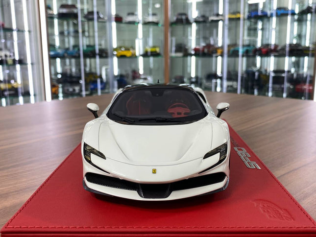 1/18 BBR Ferrari SF90 Stradale Resin Model Gloss Avus White - studio product photo of the scale model