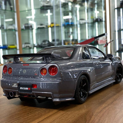 MotorHelix 1:18 Nissan Skyline GT-R R34 Nismo Z-Tune Gun Metallic Diecast Model - fine detailed model replica