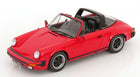 1:18 scale red Porsche 911 SC Targa diecast model car with black interior, front angle view