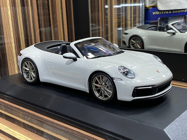 Minichamps 1:18 Porsche 911 Carrera 4S Cabriolet 2019 White Diecast Model - detailed collector display model