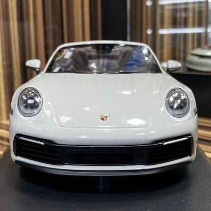 Minichamps 1:18 Porsche 911 Carrera 4S Cabriolet 2019 White Diecast Model - premium collector scale model
