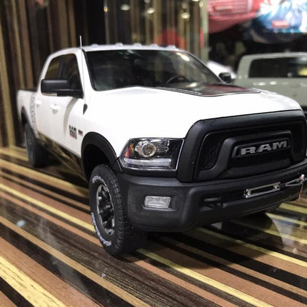 GT Spirit 1/18 RAM 2500 Power Wagon White Resin Model Car - studio product photo of the scale model