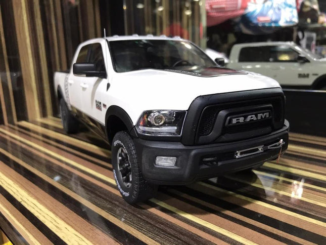 GT Spirit 1/18 RAM 2500 Power Wagon White Resin Model Car - studio product photo of the scale model