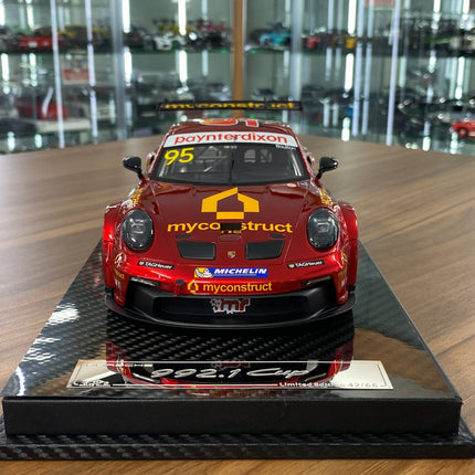 VIP Models Porsche 992.1 Cup #95 McQueen Decal 1:18 Resin Model - studio product photo of the scale model