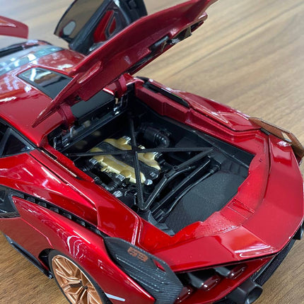 Bburago 1/18 Lamborghini Sian FKP 37 Red Diecast Model Car - detailed die-cast style model