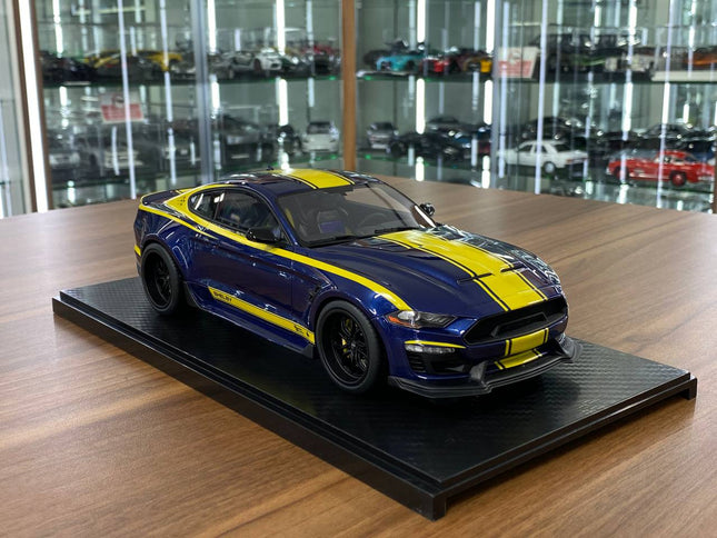 GT Spirit 1/18 Ford Mustang Shelby Super Snake 2021 Blue/Yellow Stripes Limited Edition - detailed collector display model