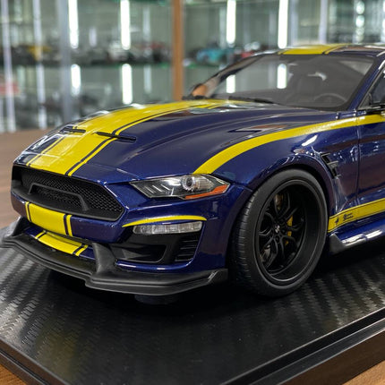 GT Spirit 1/18 Ford Mustang Shelby Super Snake 2021 Blue/Yellow Stripes Limited Edition - detailed die-cast style model