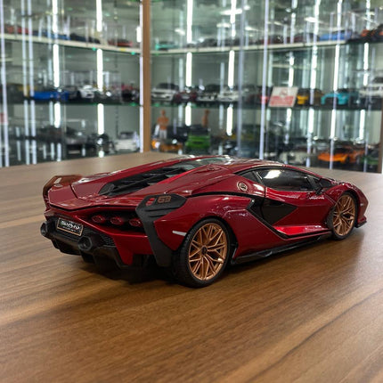 Bburago 1/18 Lamborghini Sian FKP 37 Red Diecast Model Car - fine detailed model replica