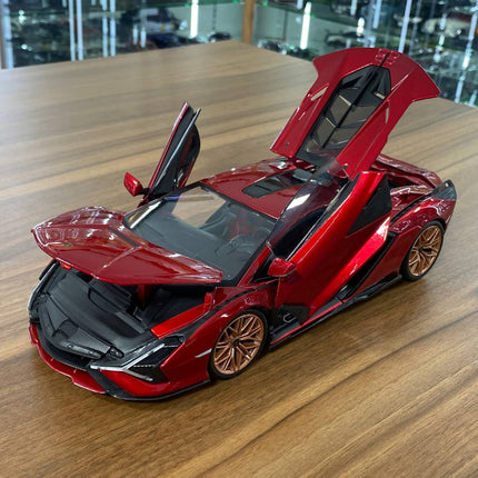 Bburago 1/18 Lamborghini Sian FKP 37 Red Diecast Model Car - scale model for display