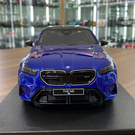 GT Spirit 1/18 BMW M5 G90 Blue Metallic Resin Model - studio product photo of the scale model