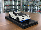 MR Collection Lamborghini Huracan STO 1:18 White Resin Limited Edition Diecast Model Car - detailed collector display model