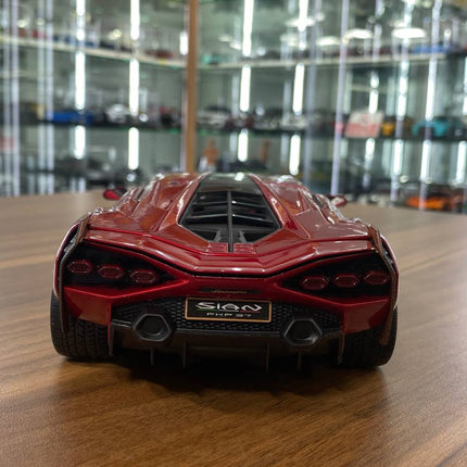 Bburago 1/18 Lamborghini Sian FKP 37 Red Diecast Model Car - premium collector scale model