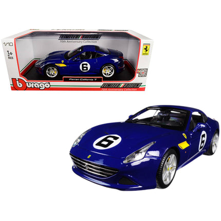 Bburago 1/18 Ferrari California T Blue Diecast Model Car - detailed collector display model