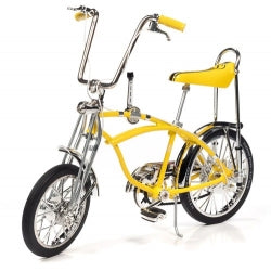1:6 scale yellow diecast Schwinn Lemon Peeler model bicycle with chrome details