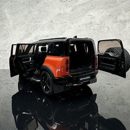 Almost Real Land Rover Defender 110 30th Anniversary Orange Black 1:18 Diecast Model Car - detailed die-cast style model