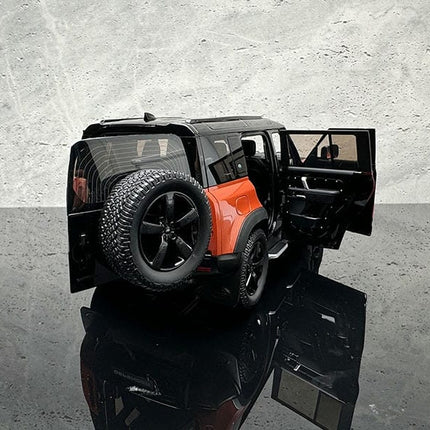 Almost Real Land Rover Defender 110 30th Anniversary Orange Black 1:18 Diecast Model Car - scale model for display