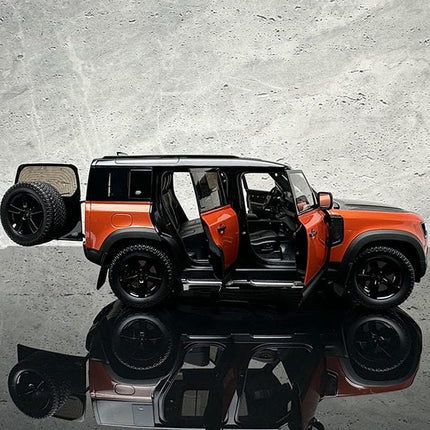 Almost Real Land Rover Defender 110 30th Anniversary Orange Black 1:18 Diecast Model Car - scale model collectible piece