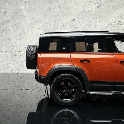 Almost Real Land Rover Defender 110 30th Anniversary Orange Black 1:18 Diecast Model Car - hand-finished display model
