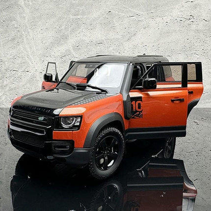Almost Real Land Rover Defender 110 30th Anniversary Orange Black 1:18 Diecast Model Car - premium scale model collectible
