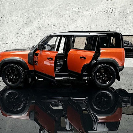 Almost Real Land Rover Defender 110 30th Anniversary Orange Black 1:18 Diecast Model Car - detailed collectible replica