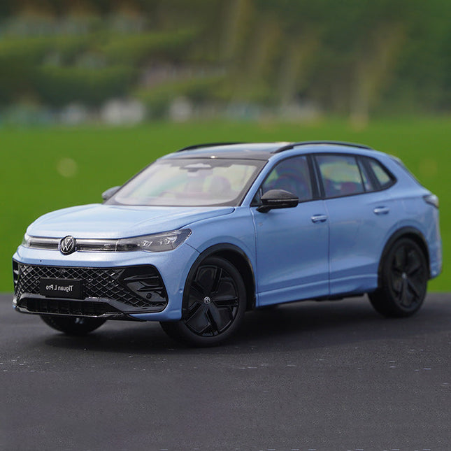 Original Factory SAIC Volkswagen Tiguan L Pro 2024 Blue 1:18 Diecast Model Car - detailed collector display model