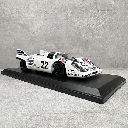 Norev Porsche 917K 1971 24H White #22 1:18 Diecast Model Car - studio product photo of the scale model