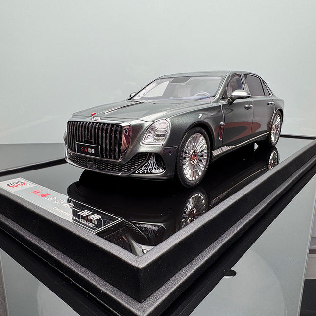 YX Car Model Hongqi Guoya Silver Hardcover Limited Edition 1:18 Resin Model Car - detailed collector display model