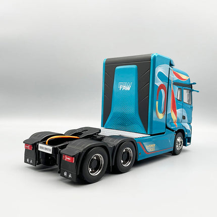 YX Car Model Jiefang J7 Traction Head Transport Truck Blue 1:24 Diecast Model Truck - premium collector scale model