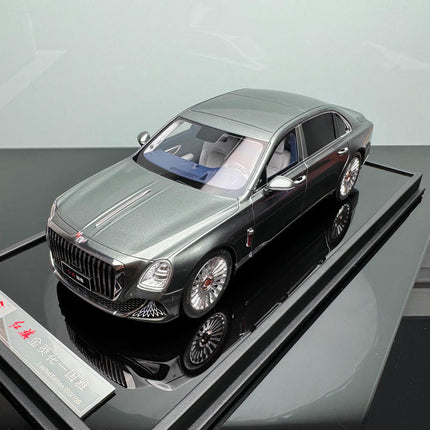 YX Car Model Hongqi Guoya Silver Hardcover Limited Edition 1:18 Resin Model Car - fine detailed model replica