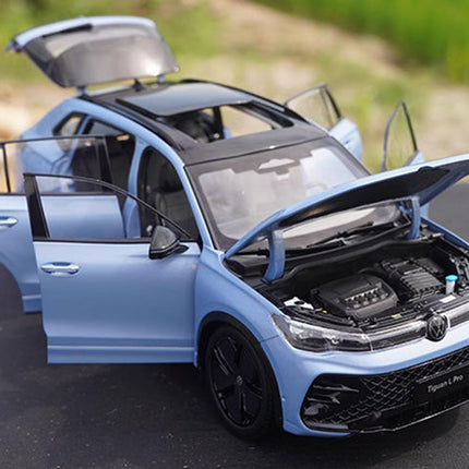 Original Factory SAIC Volkswagen Tiguan L Pro 2024 Blue 1:18 Diecast Model Car - scale replica for enthusiasts